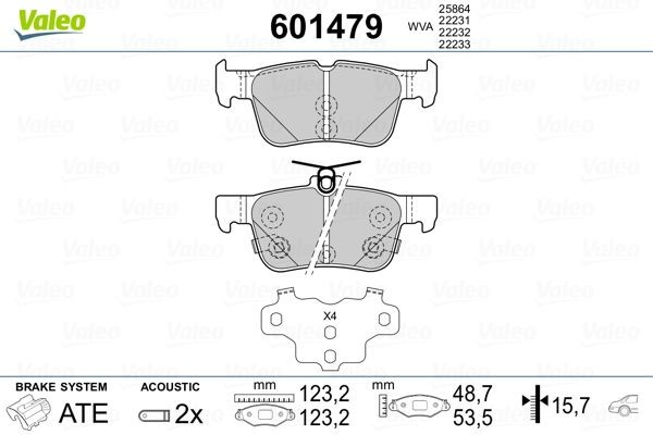 VALEO Bromsbelägg 601479 601479 Bromsbelägg VALEO FORD S-MAX