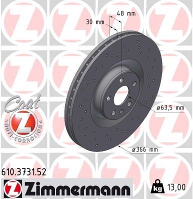ZIMMERMANN Brake disc 610.3731.52 Volvo 760 ZIMMERMANN brake discs 610373152