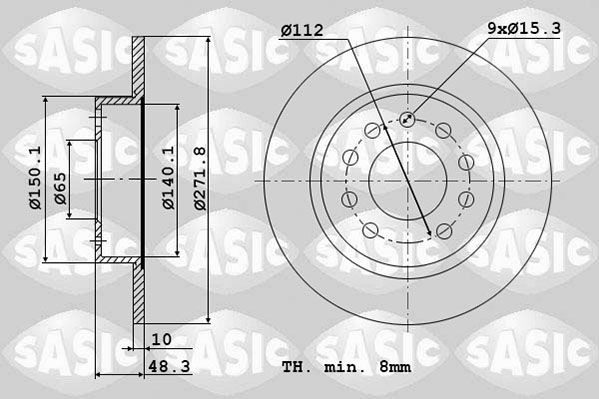SASIC Brake disc 6106180 6106180 SASIC brake discs for SKODA OCTAVIA