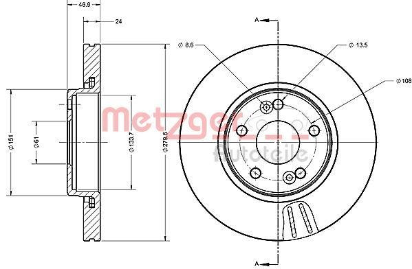 METZGER Brzdový kotouč 6110600 Športové brzdové kotúče RENAULT METZGER 6110600