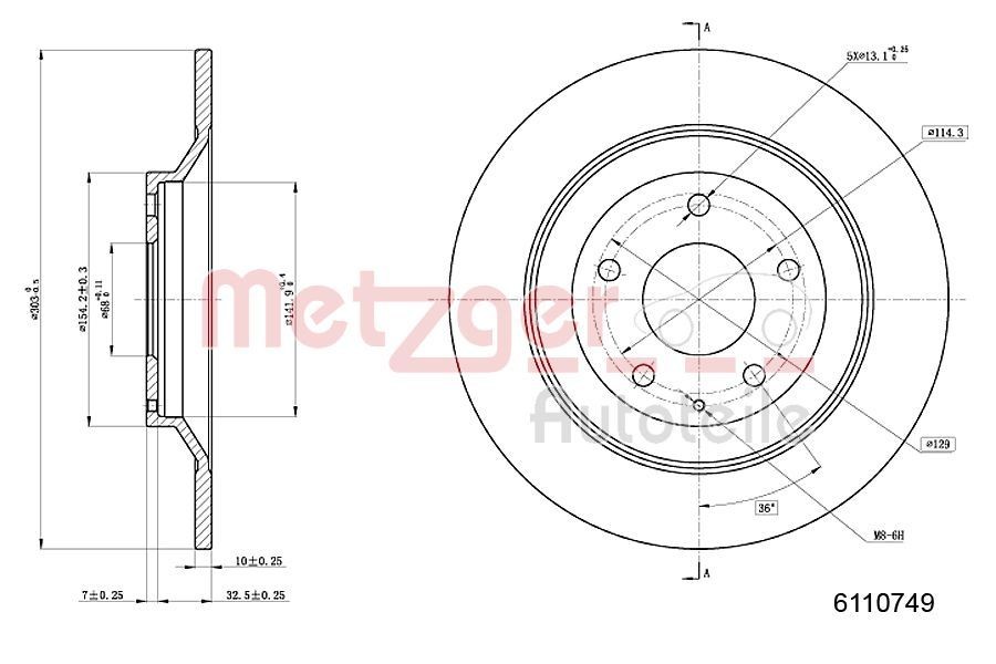 METZGER Bremseskive 6110749 6110749 METZGER Sportsbremseskiver Lada billige