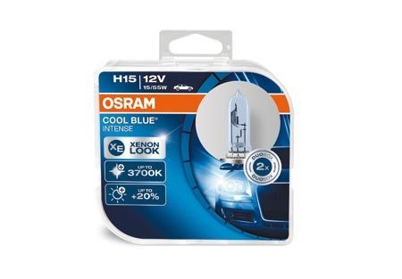 OSRAM Kvēlspuldze, tālās gaismas lukturis 64176CBI-HCB 64176CBI-HCB OSRAM COOL BLUE INTENSE H15 Pamatluktura kvēlspuldze