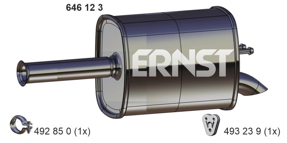 ERNST Bakre eksospotte 646123 ERNST 646123 Sluttlyddemper Kona (SX2) pris