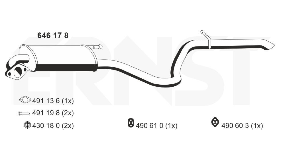 ERNST Bagpotte 646178 646178 Udstødning bagpotte HYUNDAI i20 ERNST