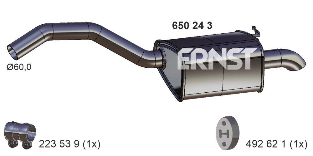 ERNST Takaäänenvaimentaja 650243 650243 ERNST Takaäänenvaimennin Jaguar XE hinta
