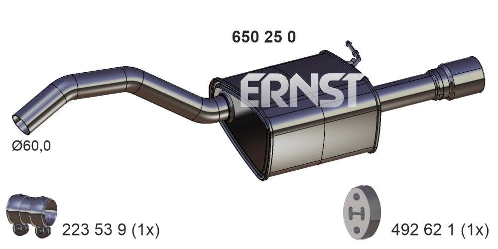 Takaäänenvaimentaja ERNST 650250 VOLVO XC70 2013 Pakoputki äänenvaimennin taka ERNST 650250
