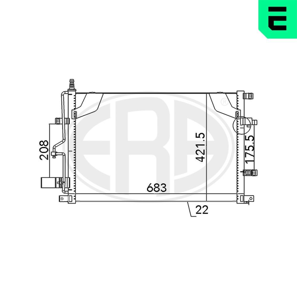 ERA Kondensator, klimaanlegg 667124 ERA 667124 Ac kondenser XC70 Cross Country pris