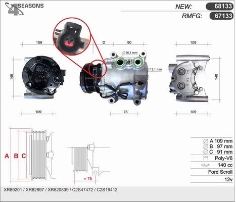 Compressore aria condizionata AHE 67133 AHE 67133 Compressore clima Jaguar S-TYPE 2006