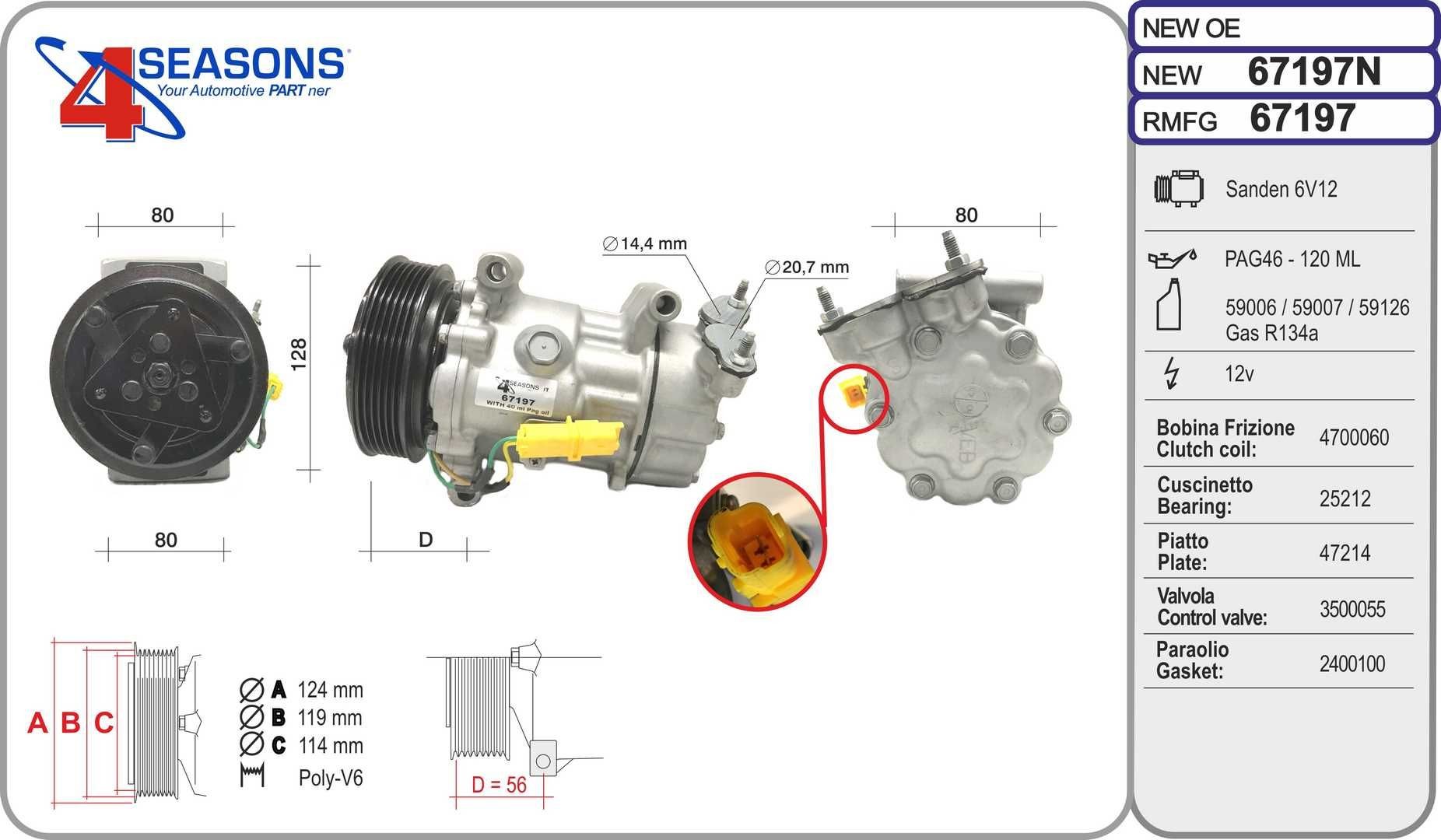 AHE Compressor, ar condicionado 67197 Compressor de climatização AHE Citroën XANTIA 67197