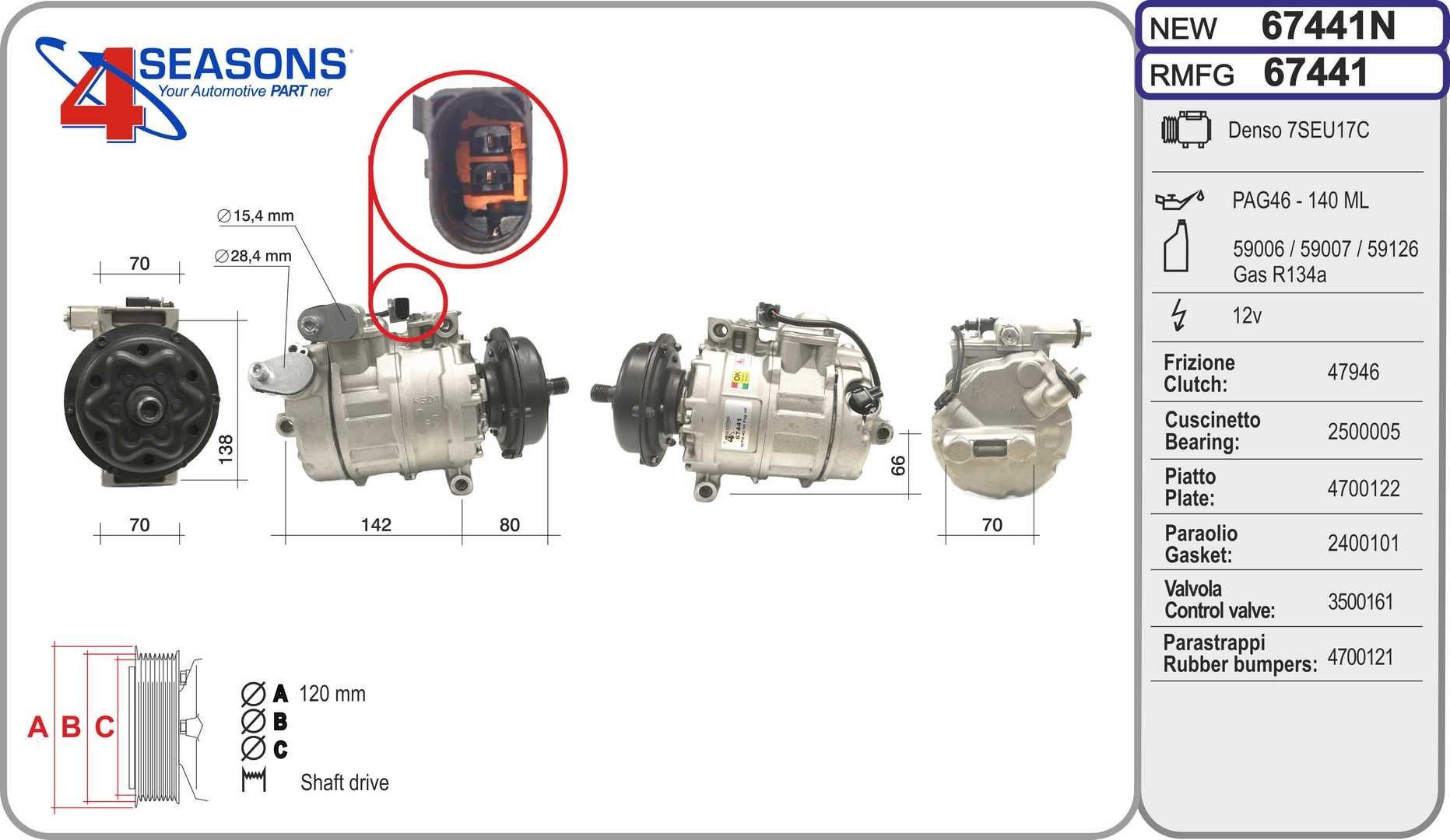 AHE Compresseur de climatisation 67441 Moteur clim AHE TOURAN 67441 pas cher