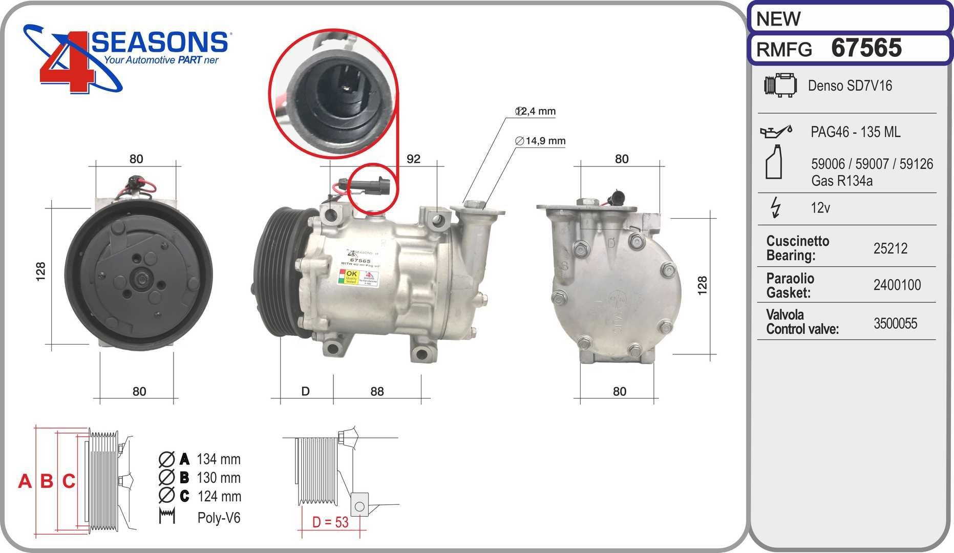 Aircopomp AHE 67565 AHE 67565 AC-compressor Alfa Romeo SPIDER 2004