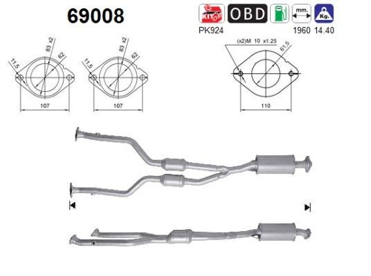 Catalyseur AS 69008 AS 69008 Pot catalyseur LEXUS IS 2018