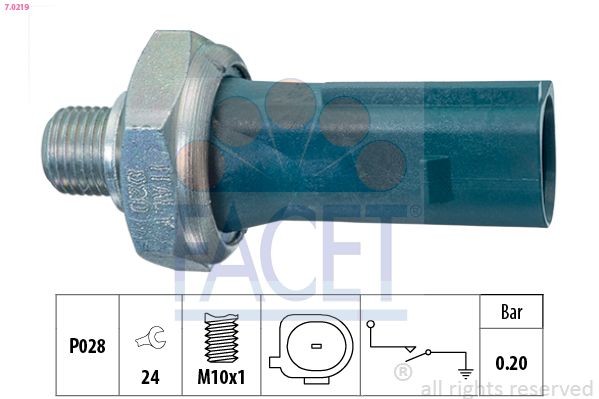 FACET Oliedruksensor 7.0219 prijs Oliedruksensor PONTIAC 7.0219 FACET