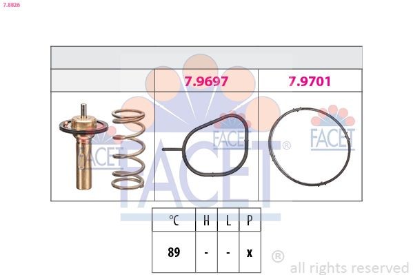 FACET Termostat chladenia 7.8826 Termostat FACET Ford TOURNEO CONNECT 7.8826