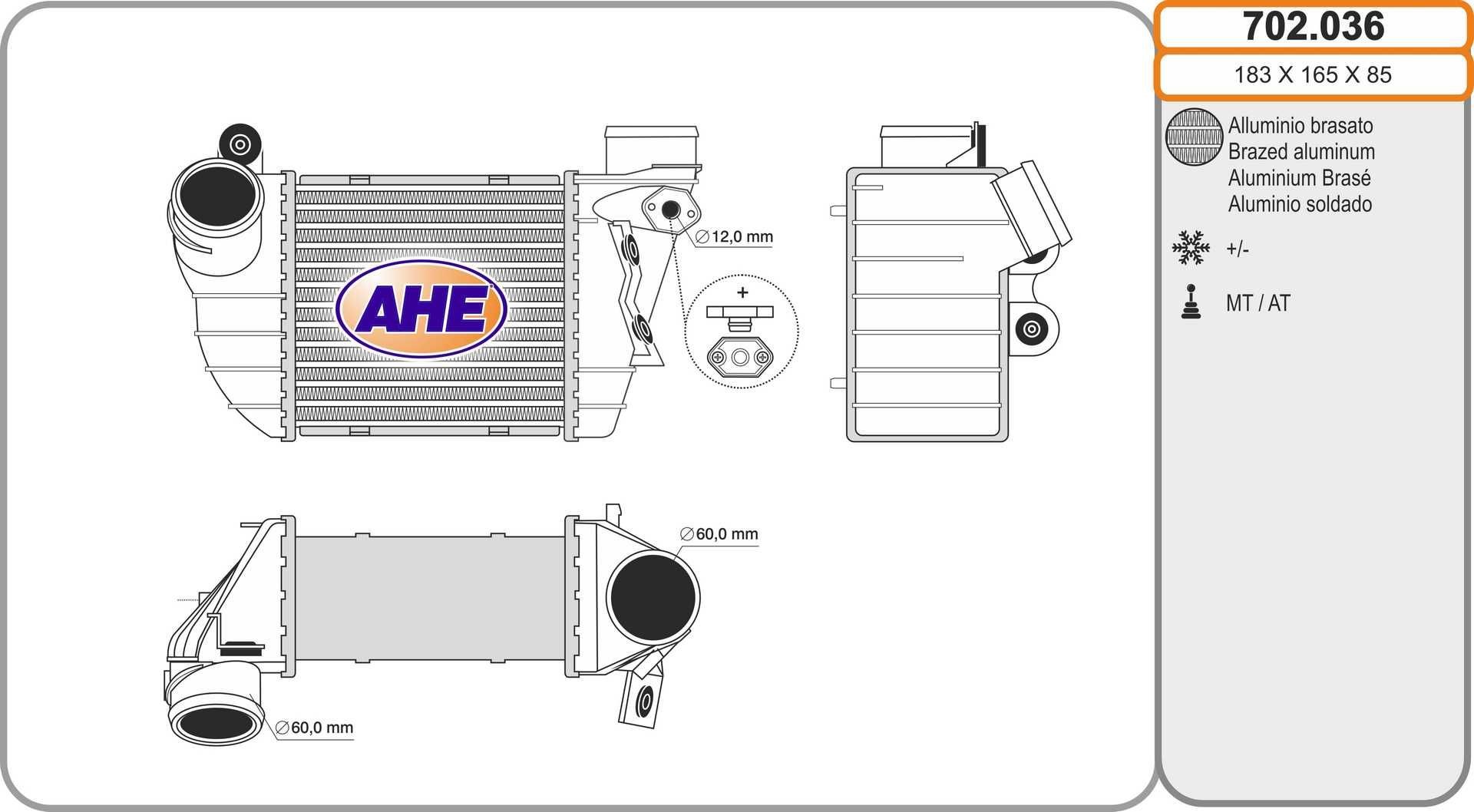 AHE Intercooler 702.036 702.036 Intercooler AHE AUDI TT costo