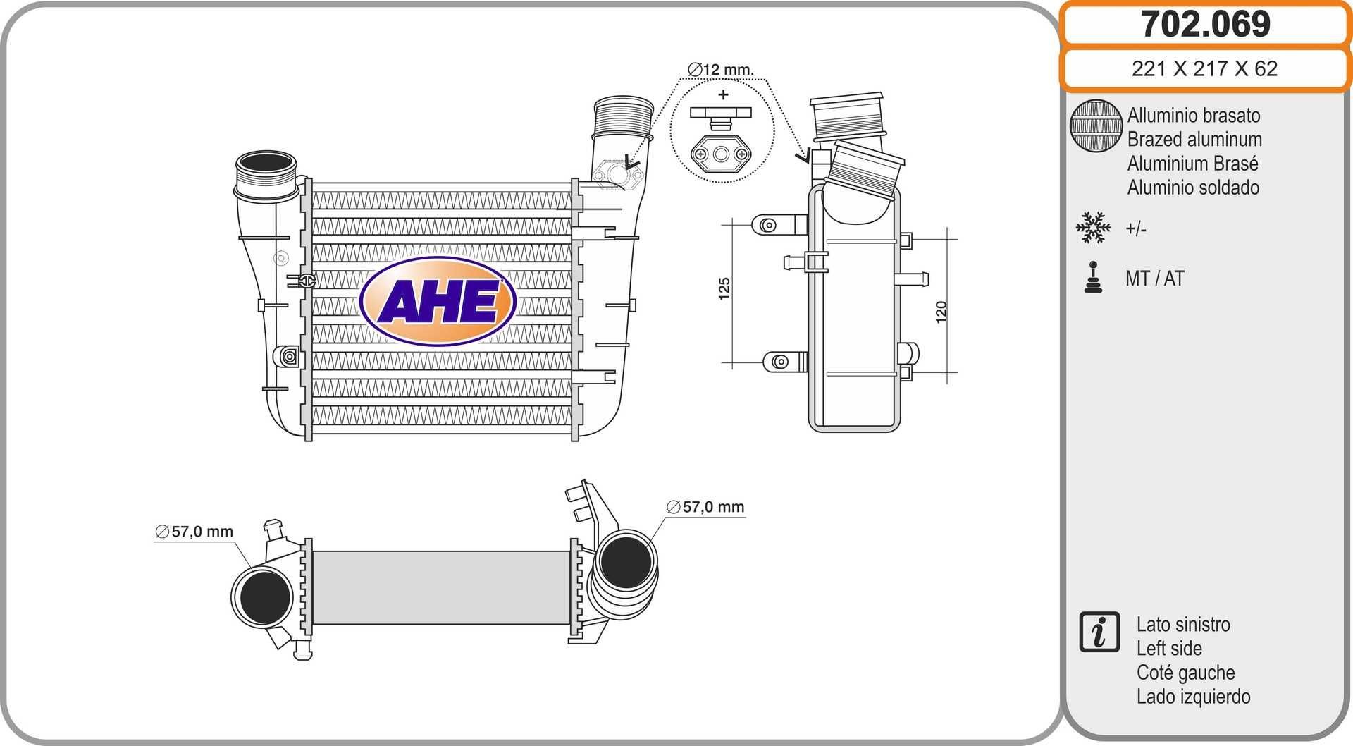 AHE Vahejahuti 702.069 702.069 Intercooler AUDI A8 AHE
