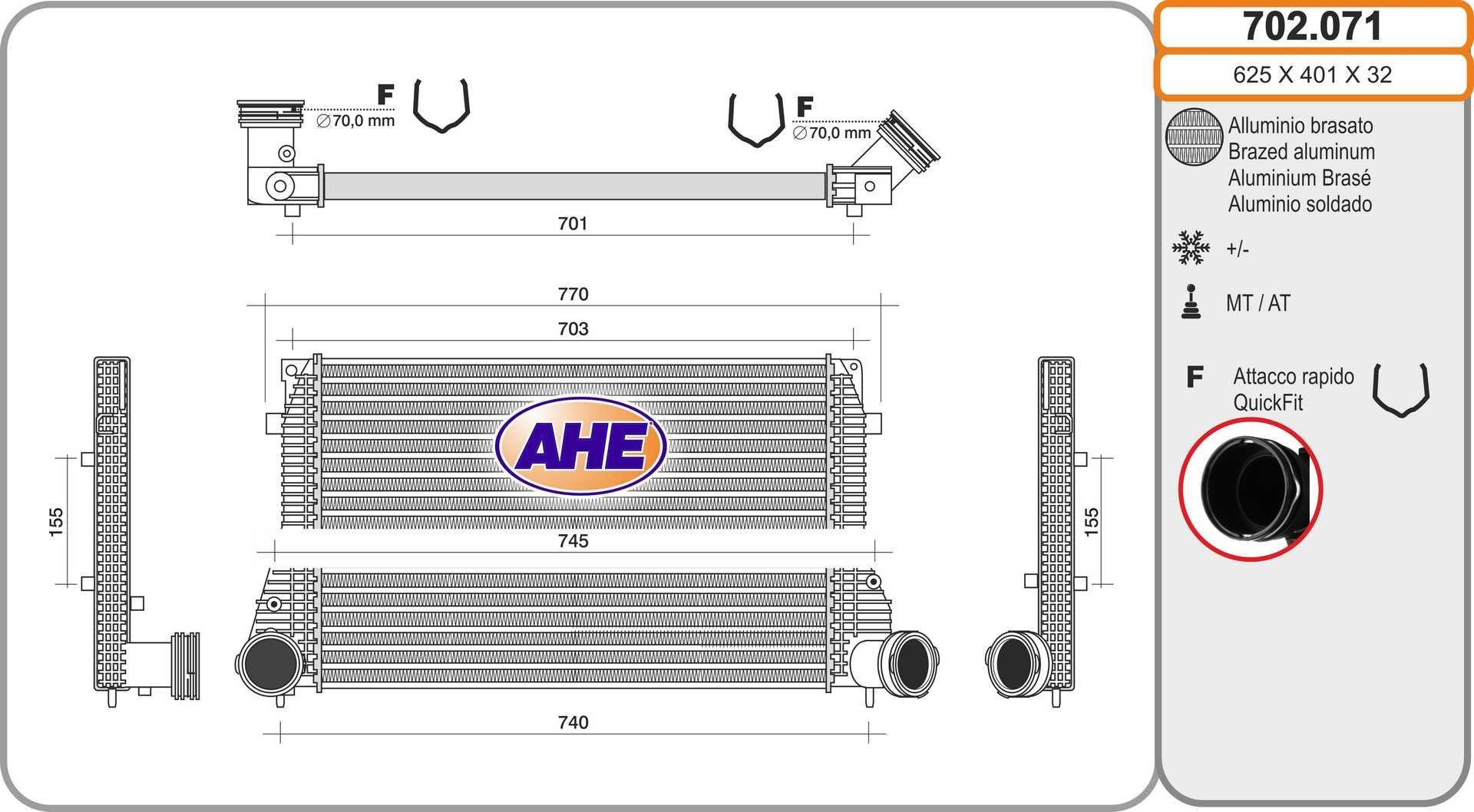 AHE Intercooler 702.071 702.071 AHE Intercooler Seat billige