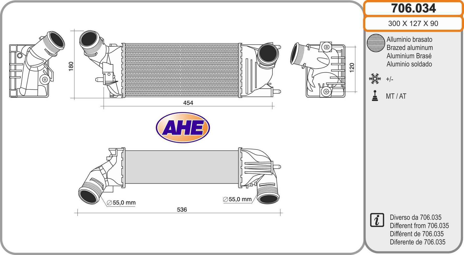 AHE Intercooler 706.034 706.034 AHE Ladeluftkøler Citroën billig