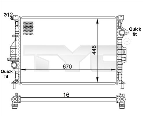 TYC Radiatore motore 710-0057 710-0057 costo Radiatore FORD TRANSIT TYC