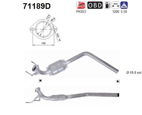 AS Catalyseur 71189D AS 71189D Précatalyseur Mercedes W638 prix