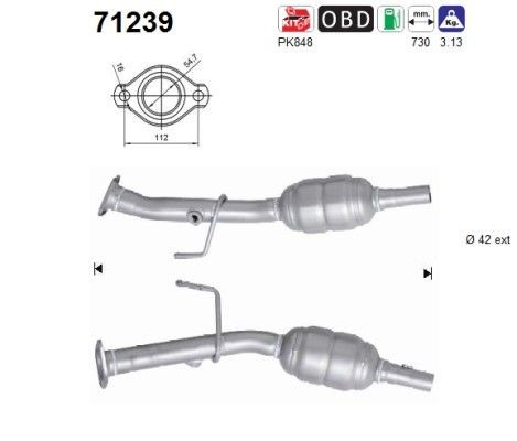 Katalysator AS 71239 AS 71239 Uitlaat katalysator MITSUBISHI COLT 2021