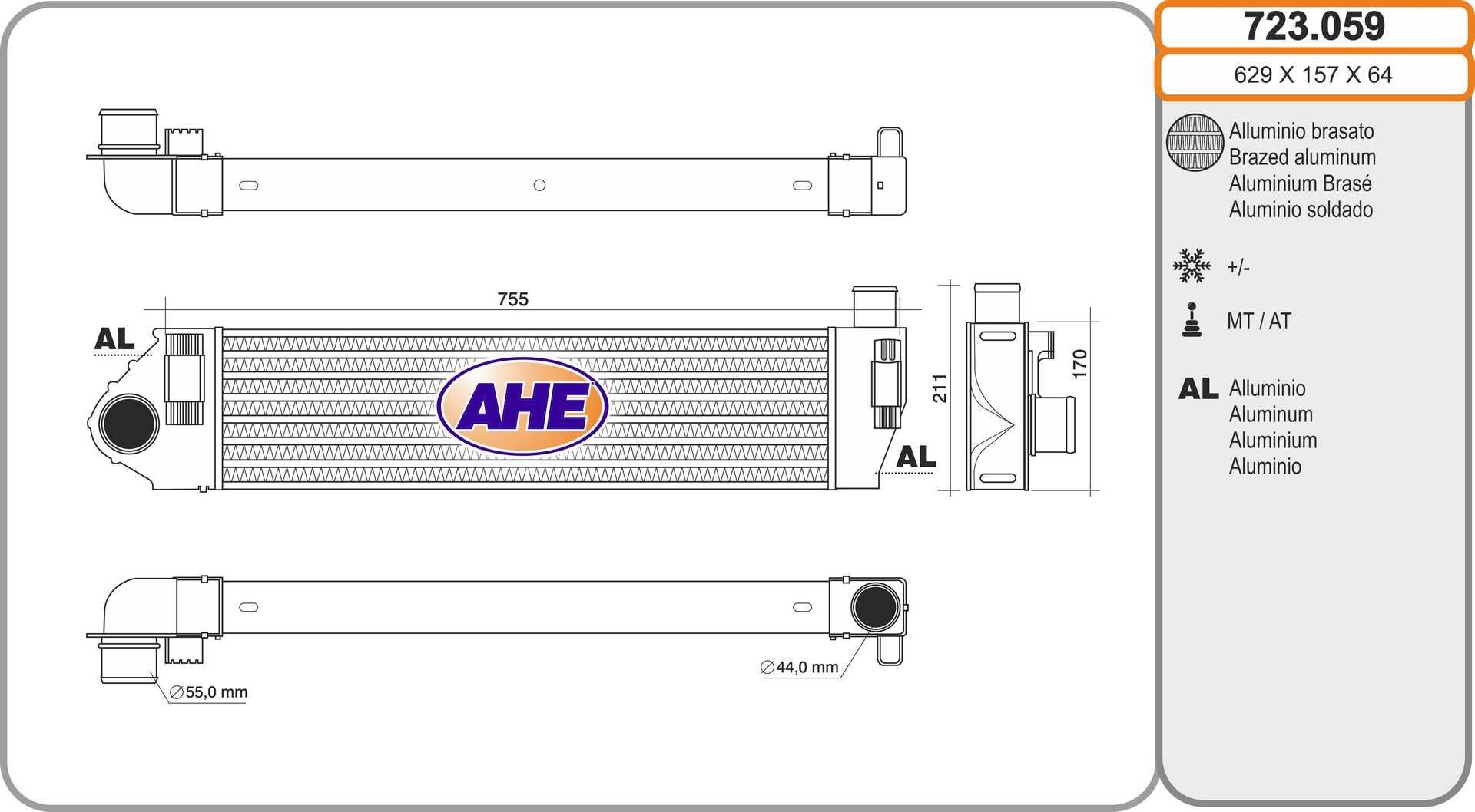 AHE Intercooler 723.059 723.059 AHE Radiator intercooler Renault billige