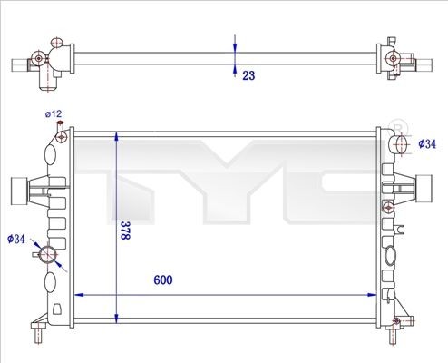 TYC Ψυγείο, ψύξη κινητήρα 725-0038-R Ψυγειο νερου TYC Fiat FREEMONT 725-0038-R