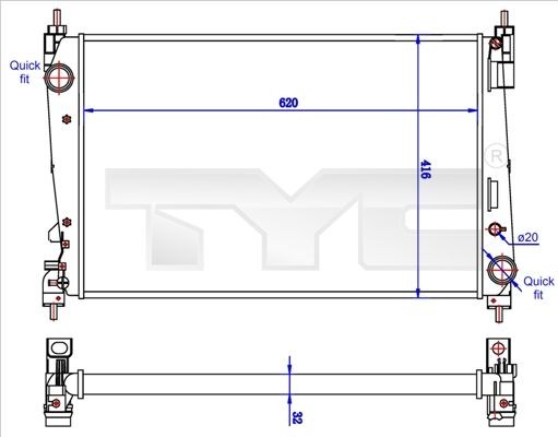 TYC Ψυγείο, ψύξη κινητήρα 725-0042-R 725-0042-R Ψυγειο νερου FIAT FREEMONT TYC