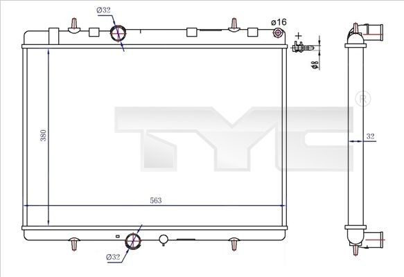 Radiador, arrefecimento do motor TYC 726-0020-R TYC 726-0020-R Radiador arrefecimento do motor Peugeot 308 2013