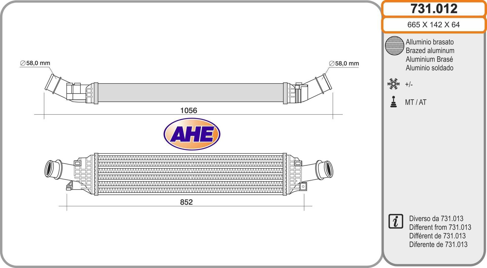 AHE Intercooler 731.012 731.012 Intercooler AUDI TT AHE costo