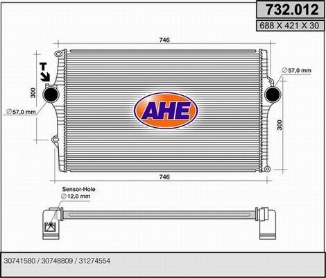 AHE Intercooler 732.012 732.012 AHE turbo intercooler for VOLVO V40