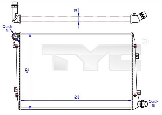 TYC Ψυγείο, ψύξη κινητήρα 737-0062-R 737-0062-R Ψυγειο νερου TYC FIAT FREEMONT