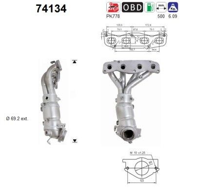 Catalyseur AS 74134 AS 74134: Précatalyseur Nissan PRIMERA 2020
