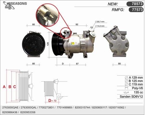 AHE Kompresor klimatizácie 77573 Sprężarka klimatyzacji AHE Nissan QASHQAI 77573