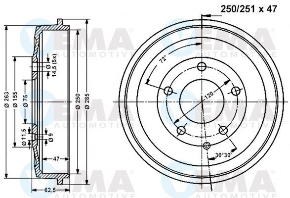 VEMA Remtrommel 800963 VEMA 800963 Remtrommels E83 prijs