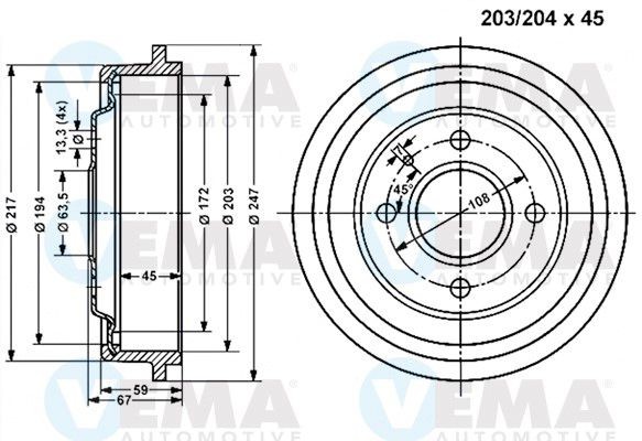 VEMA Tambour de frein 800991 VEMA 800991 Tambour de frein Ford Sierra MK2 d'origine prix