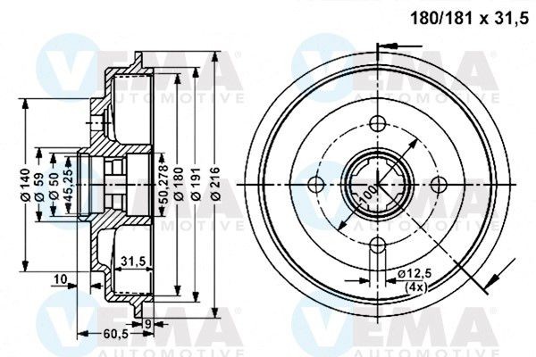 VEMA Tambor de travão 801032 VEMA 801032 Tambor de roda Nissan Micra K10 originais preço