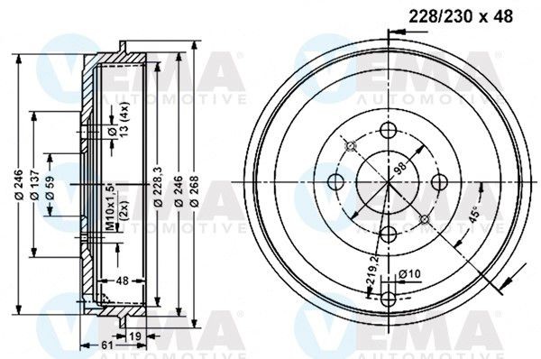 VEMA Remtrommel 801178 VEMA 801178 Remtrommels Lancia Musa 350 prijs