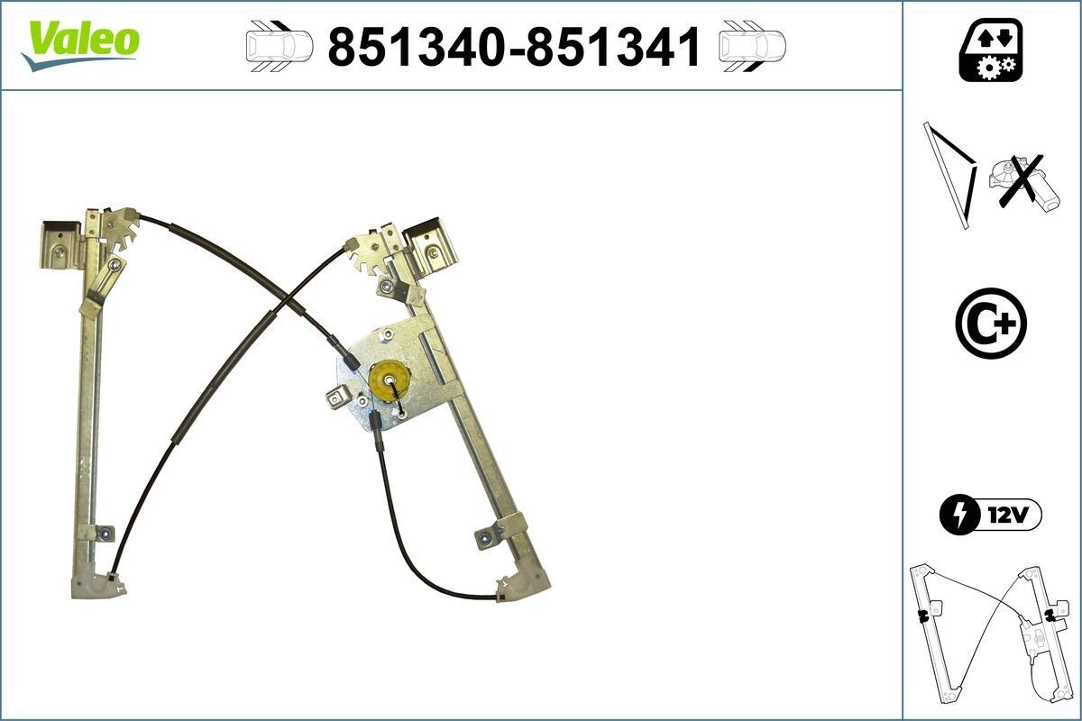 VALEO Stikla pacelšanas mehānisms 851340 Stikla pacēlāji VALEO TRAILBLAZER 851340 lēti