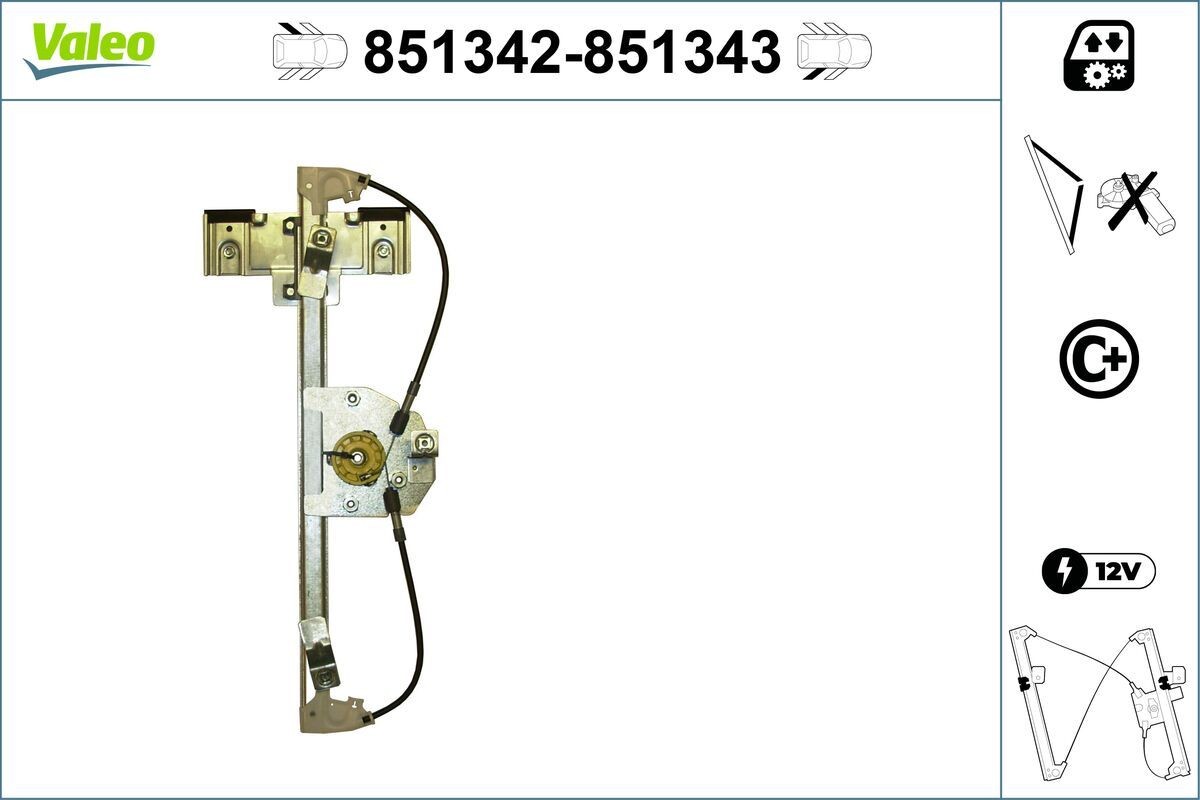 VALEO Stikla pacelšanas mehānisms 851342 Stikla pacēlāji VALEO TRAILBLAZER 851342 lēti