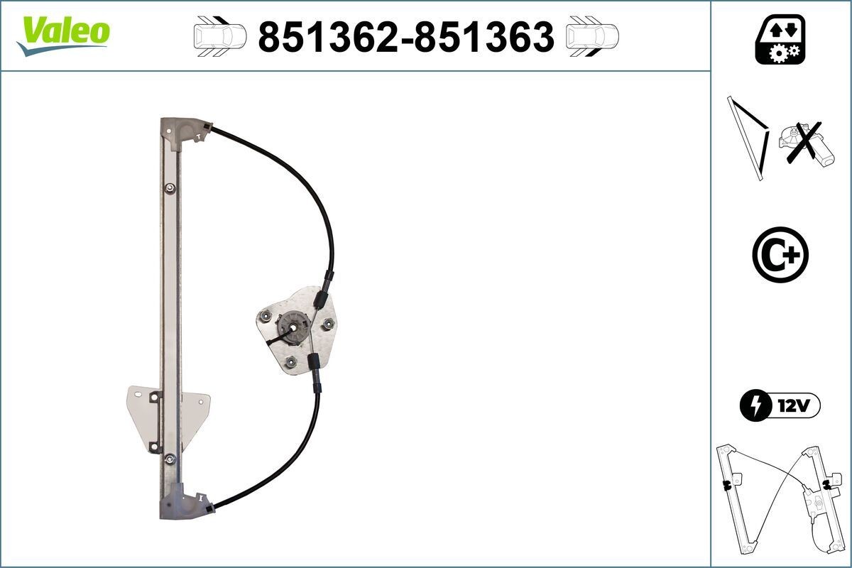 VALEO Vindusheis 851362 Vindusløfter VALEO BT-50 851362 billige