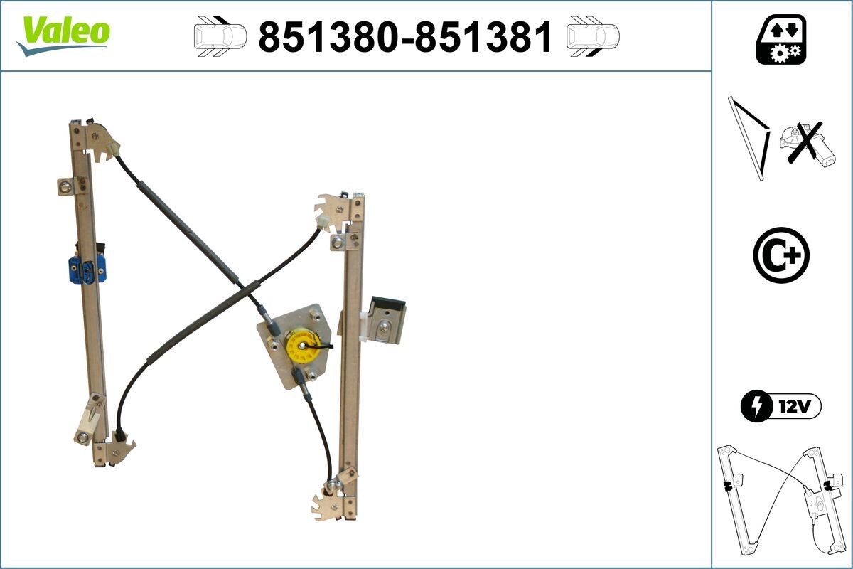 VALEO Γρύλος παραθύρου 851380 VALEO 851380 Μηχανισμός παραθύρου Citroën C8 γνήσια
