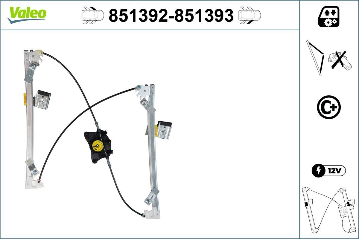 VALEO Stikla pacelšanas mehānisms 851392 VALEO 851392 Stikla pacēlāji Mercedes C207 cena
