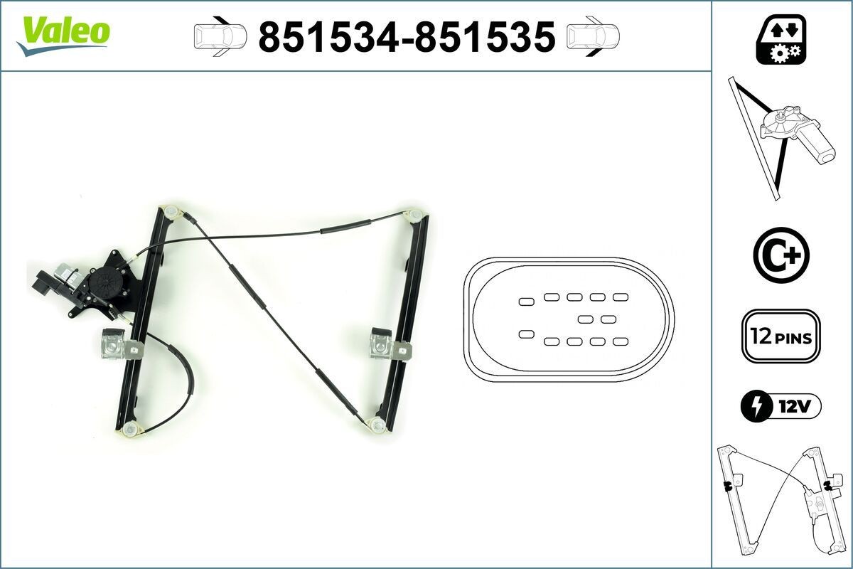 VALEO Fensterheber 851534 Fensterheber VALEO Volkswagen TARO 851534