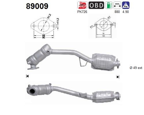 Catalyseur AS 89009 AS 89009 Pré catalyseur SUBARU IMPREZA 2009