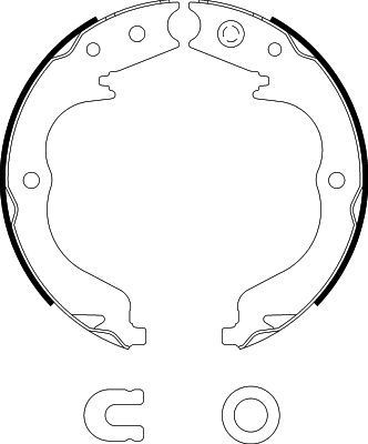 HELLA Piduriklotside komplekt, seisupidur 8DA 355 050-041 8DA 355 050-041 Käsipidur SUBARU FORESTER HELLA