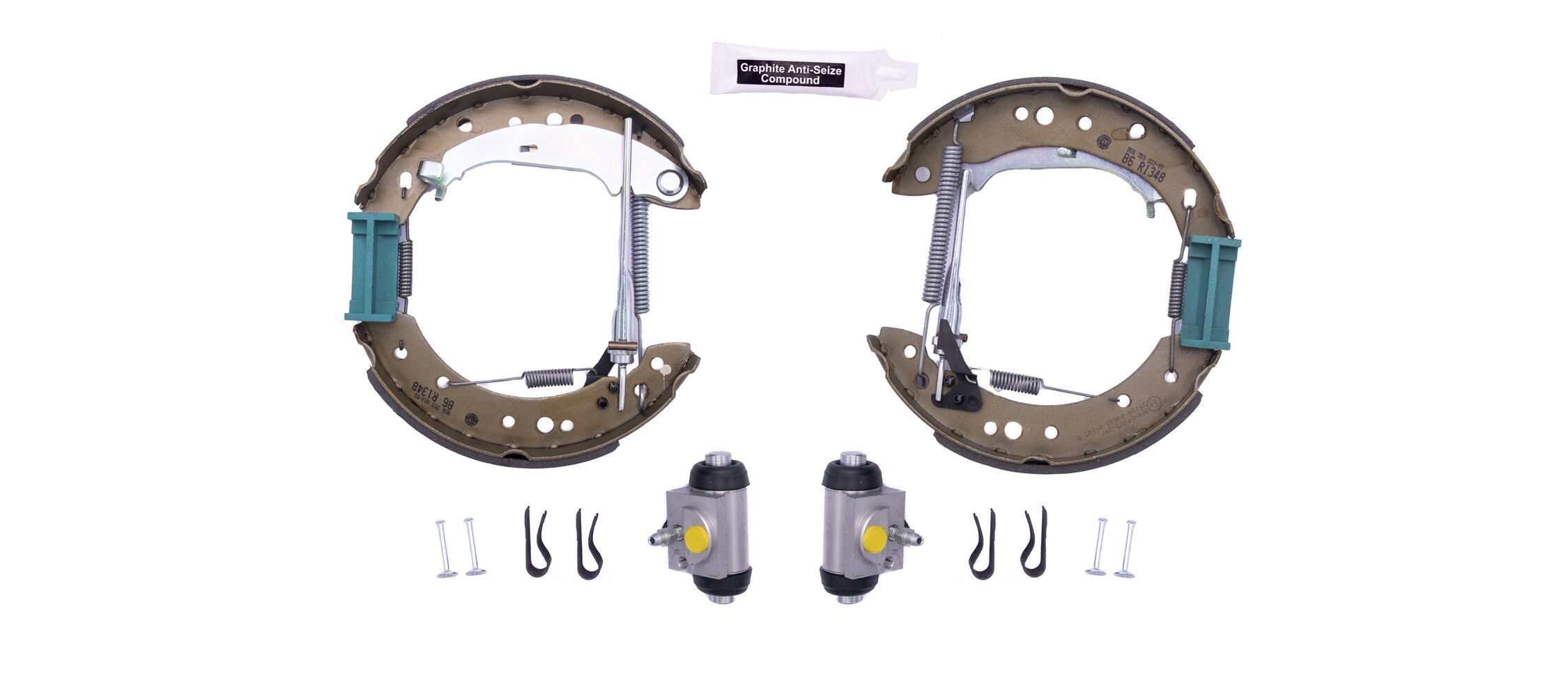 HELLA Bremsensatz, Trommelbremse 8DB 355 022-931 HELLA 8DB 355 022-931 Bremsensatz, Trommelbremse MITSUBISHI L300 / Delica II Pritsche / Fahrgestell (L03_P) 1.6 (L032P, L062P, L036P) 70 PS 1986