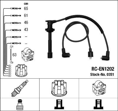NGK Σετ καλωδίων υψηλής τάσης 0351 NGK 0351 Ανάφλεξη NISSAN Serena (C24) 2012