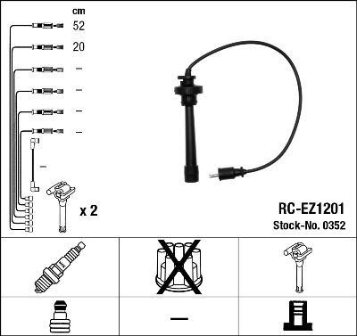 Kit de câbles d'allumage NGK 0352 NGK 0352 Câble d'allumage MAZDA MX-5 1999