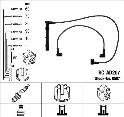 NGK Tennplugg kabelsett 0507 Tennpluggkabler NGK Audi Q5 0507